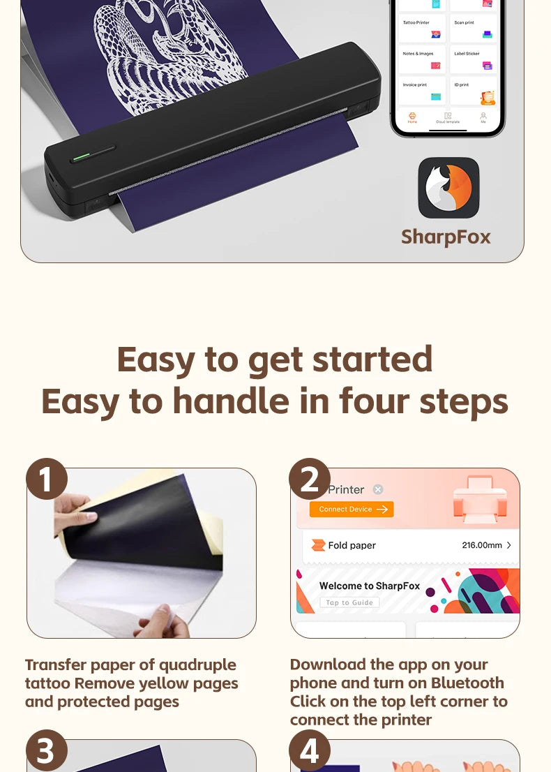TechNow™ Mobiler Thermodrucker – Kabellos, Tinterlose